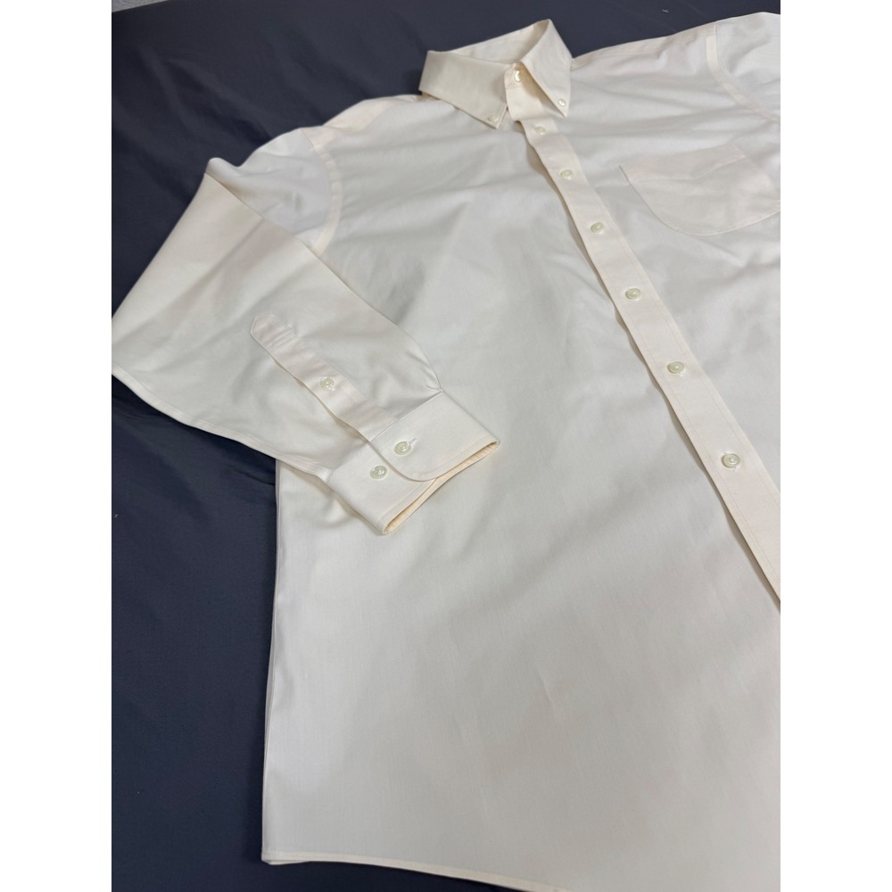 Brooks Brothers 346 Mens 16.5 34/35 Non-Iron Cotton Dress Shirt Cream Yellow - Picture 9 of 13